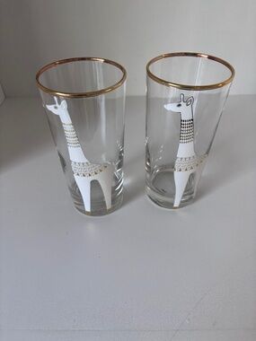 2 vintage Jonathan Adler giraffe highball glasses